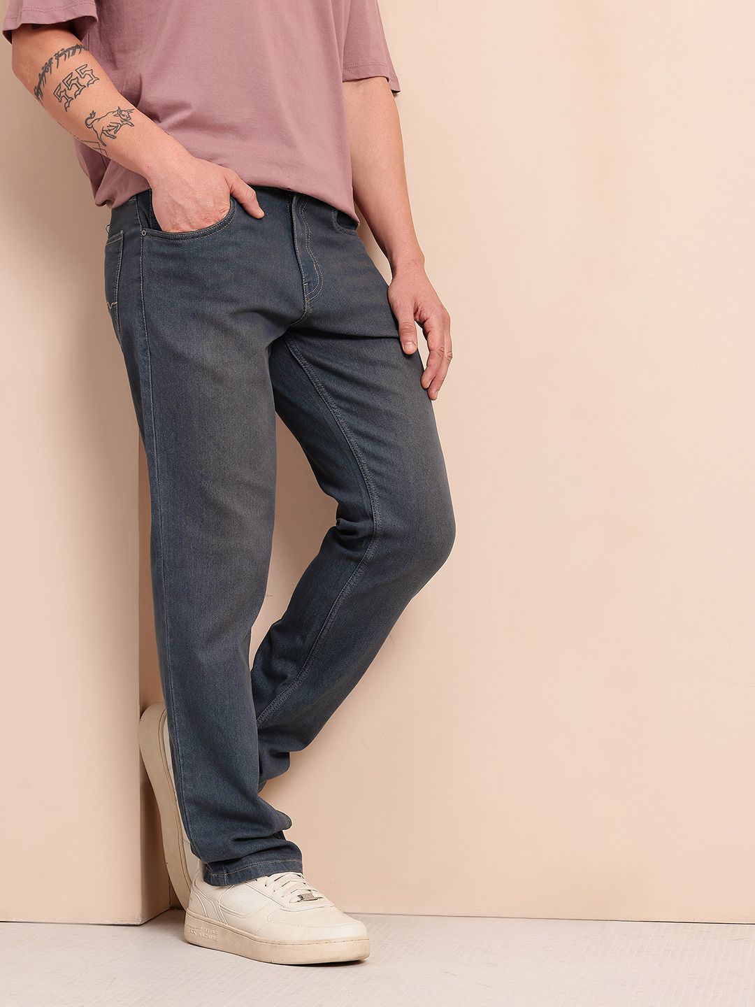 Mast & Harbour Men Mid-Rise Vintage Wash Slim Fit Stretchable Jeans-picture-33