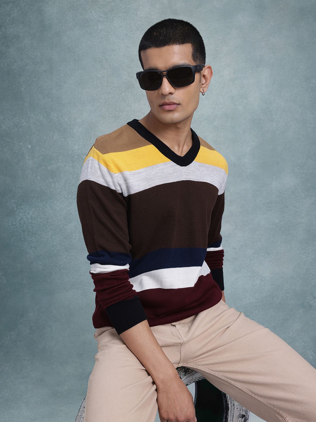 The Roadster Lifestyle Co. Striped Colourblocked Pullover-picture-11