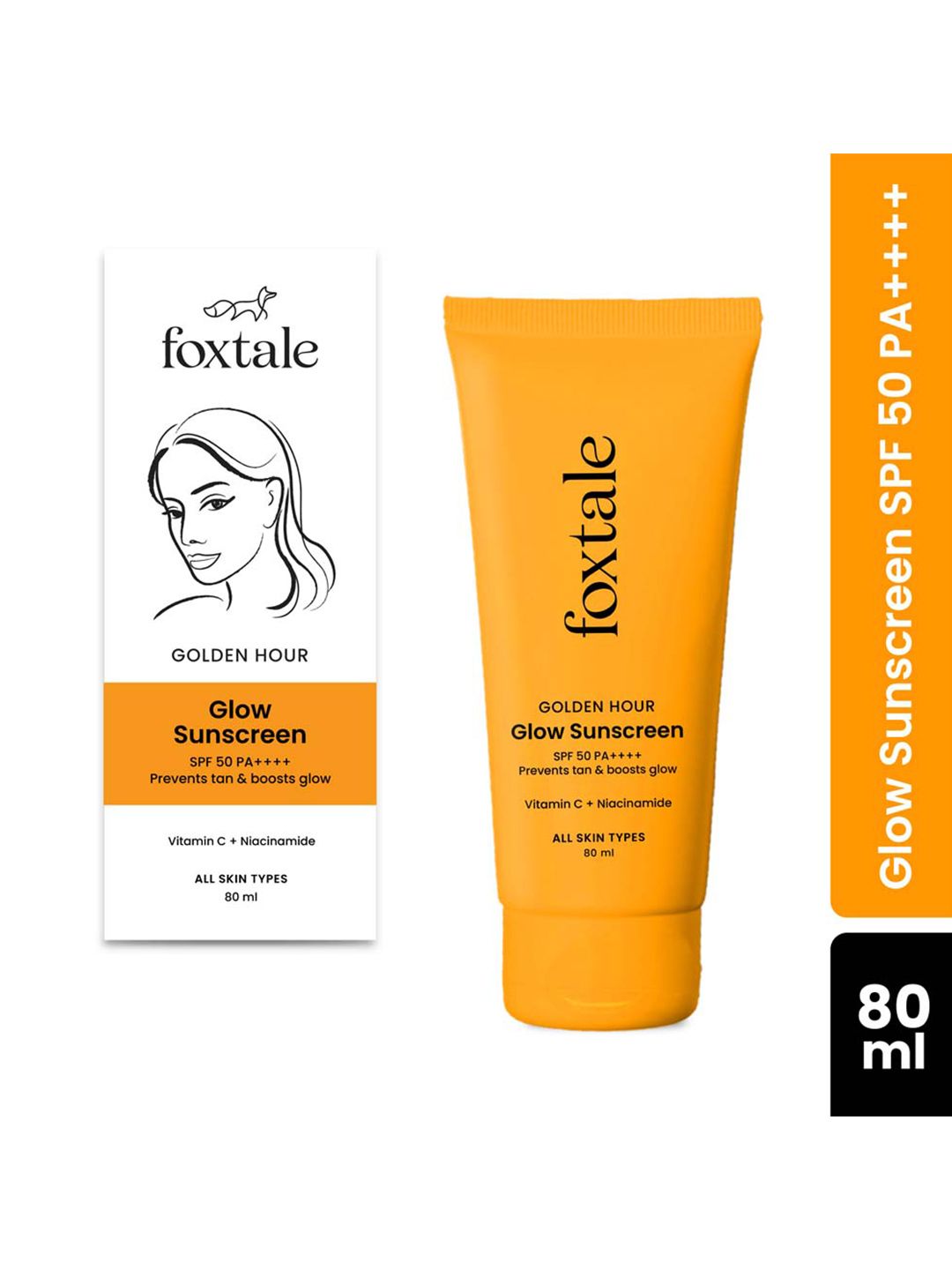 FoxTale Golden Hour Glow Sunscreen SPF 50 PA++++ With Vitamin C & Niacinamide - 80 ml-image-26
