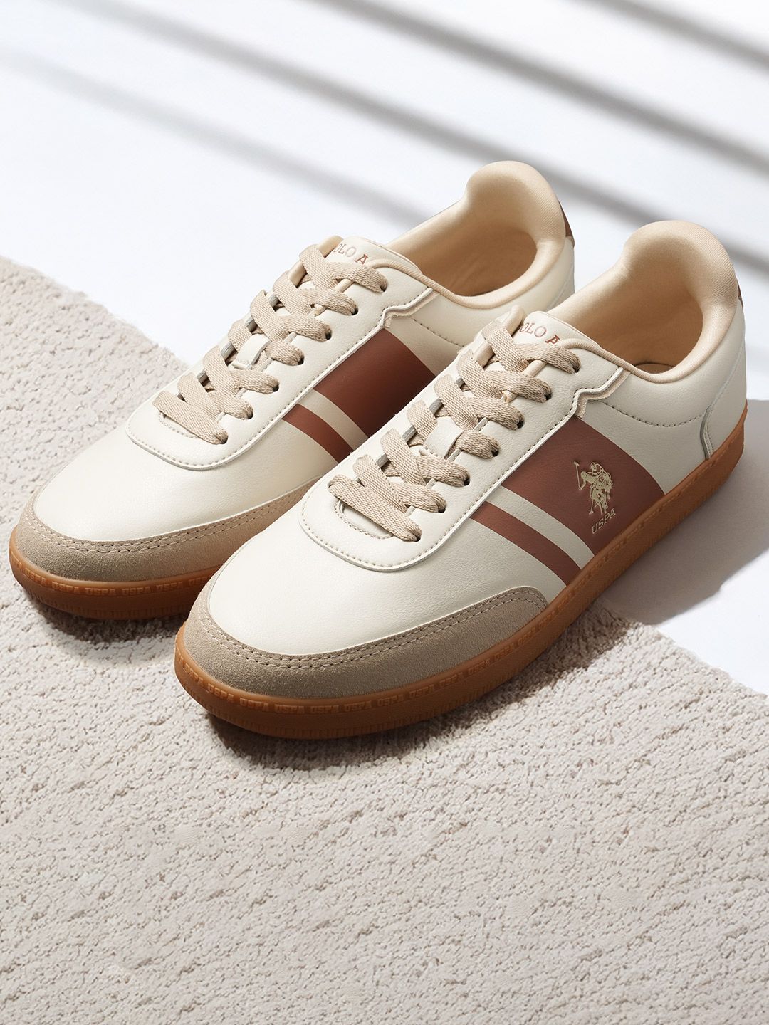 U.S. Polo Assn. Men HILTON Beige 50's Rewind Sneakers