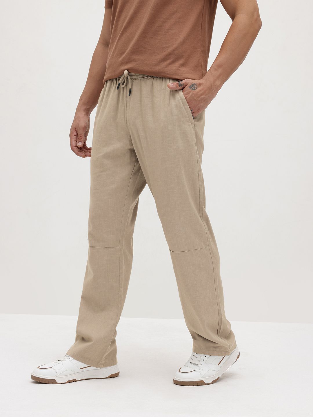 The Roadster Life Co. Men Mid-Rise Pure Cotton Relaxed Fit Trousers-picture-33