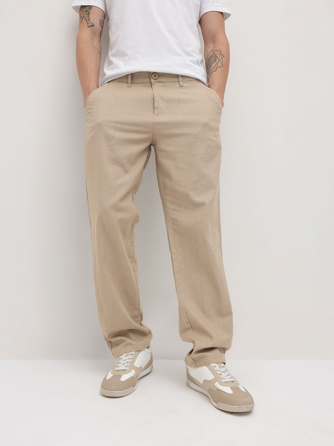 The Roadster Life Co. Pure Cotton Straight Fit Trousers-picture-21