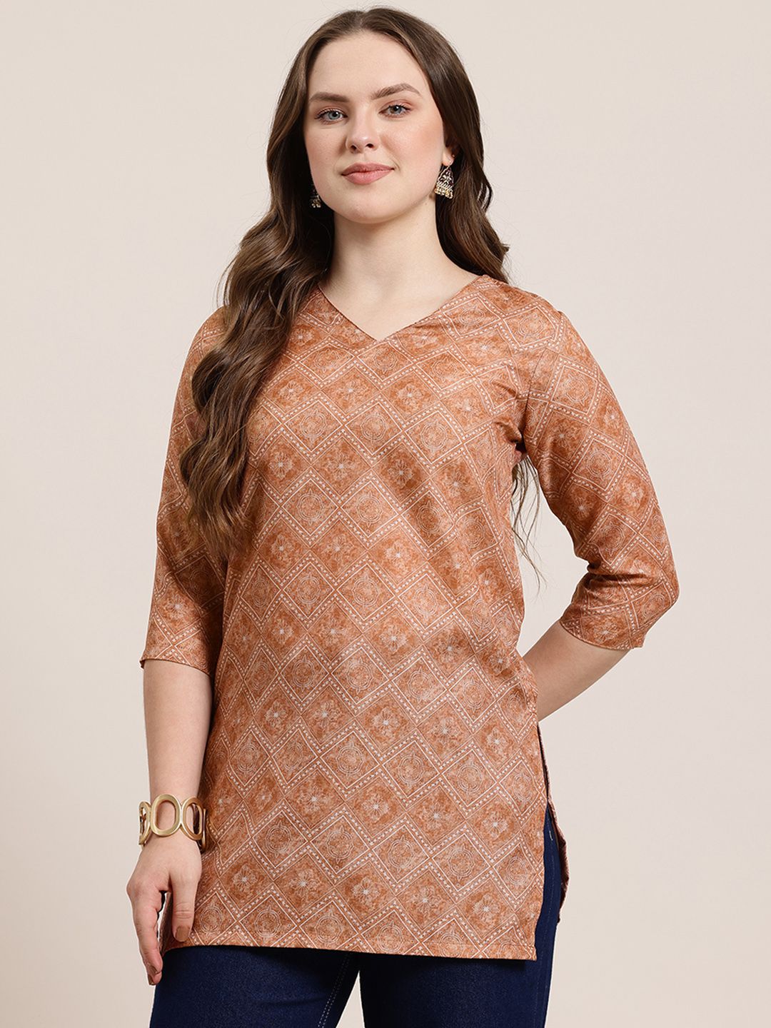 here&now x fwd HERE&NOW Ethnic Motifs Printed V-Neck Kurti-picture-26