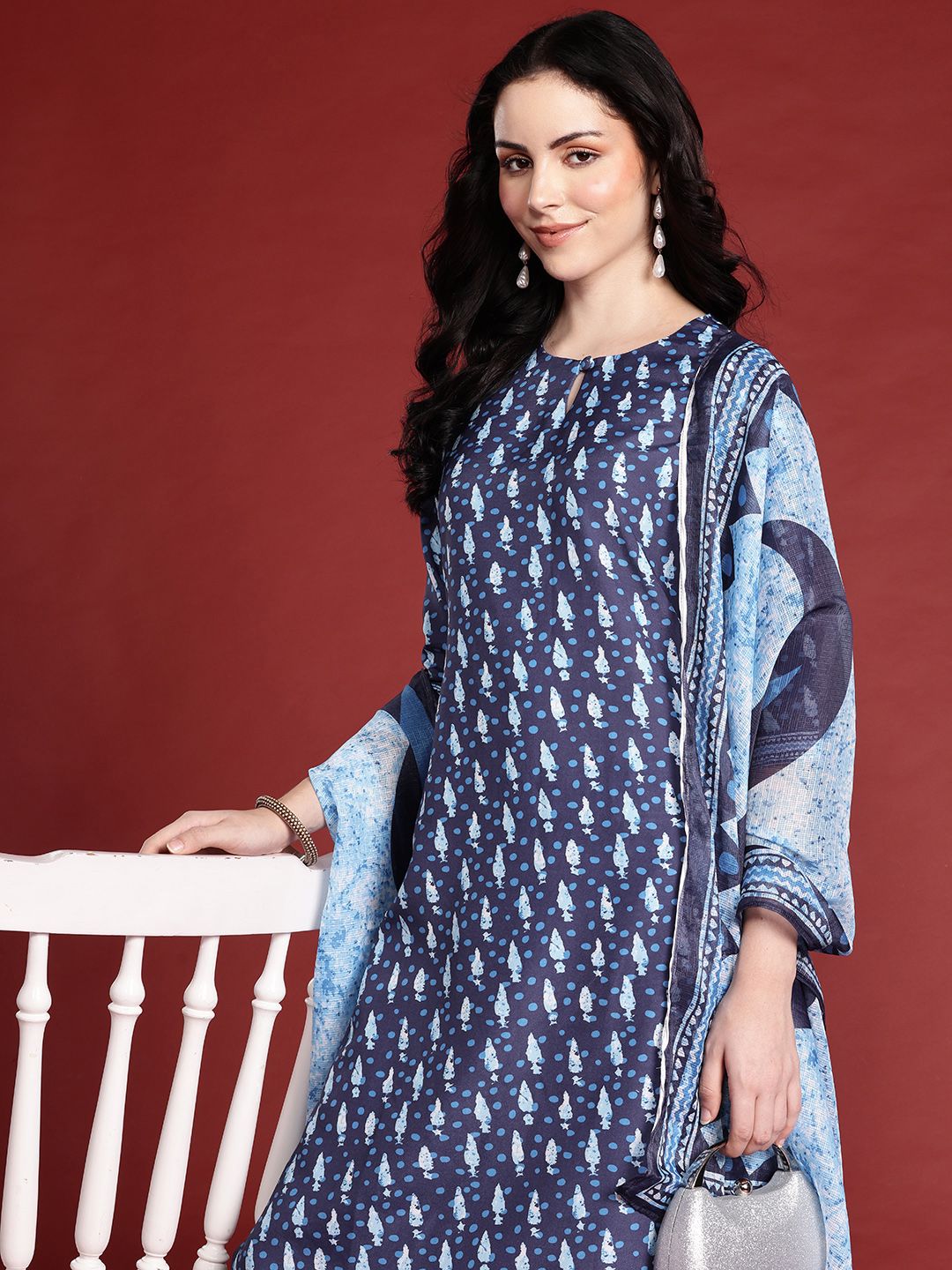 Anouk Women Ethnic Motifs Printed Kurta with Trousers & Dupatta
