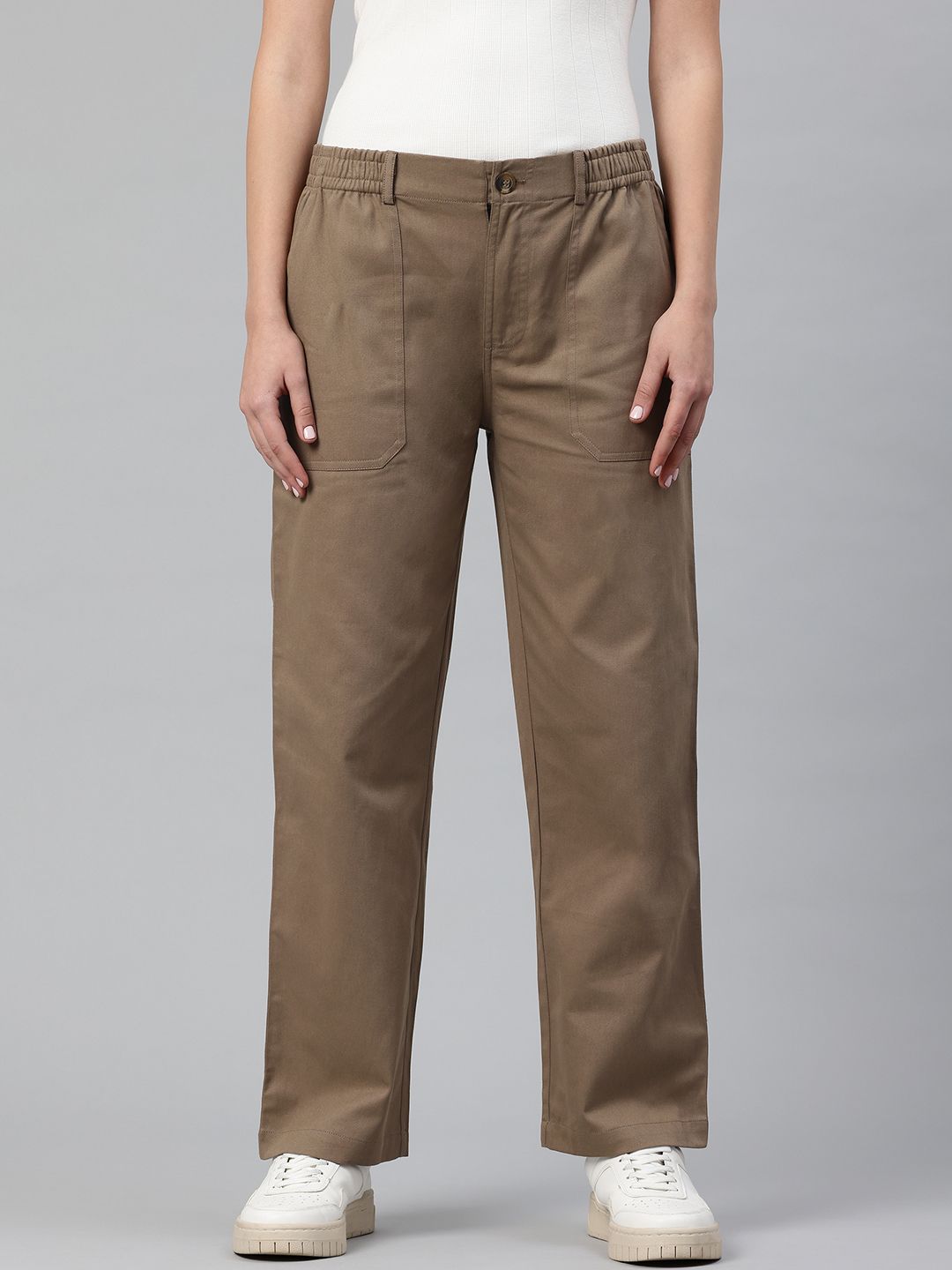 Popnetic Women High-Rise Pure Cotton Trousers-picture-26