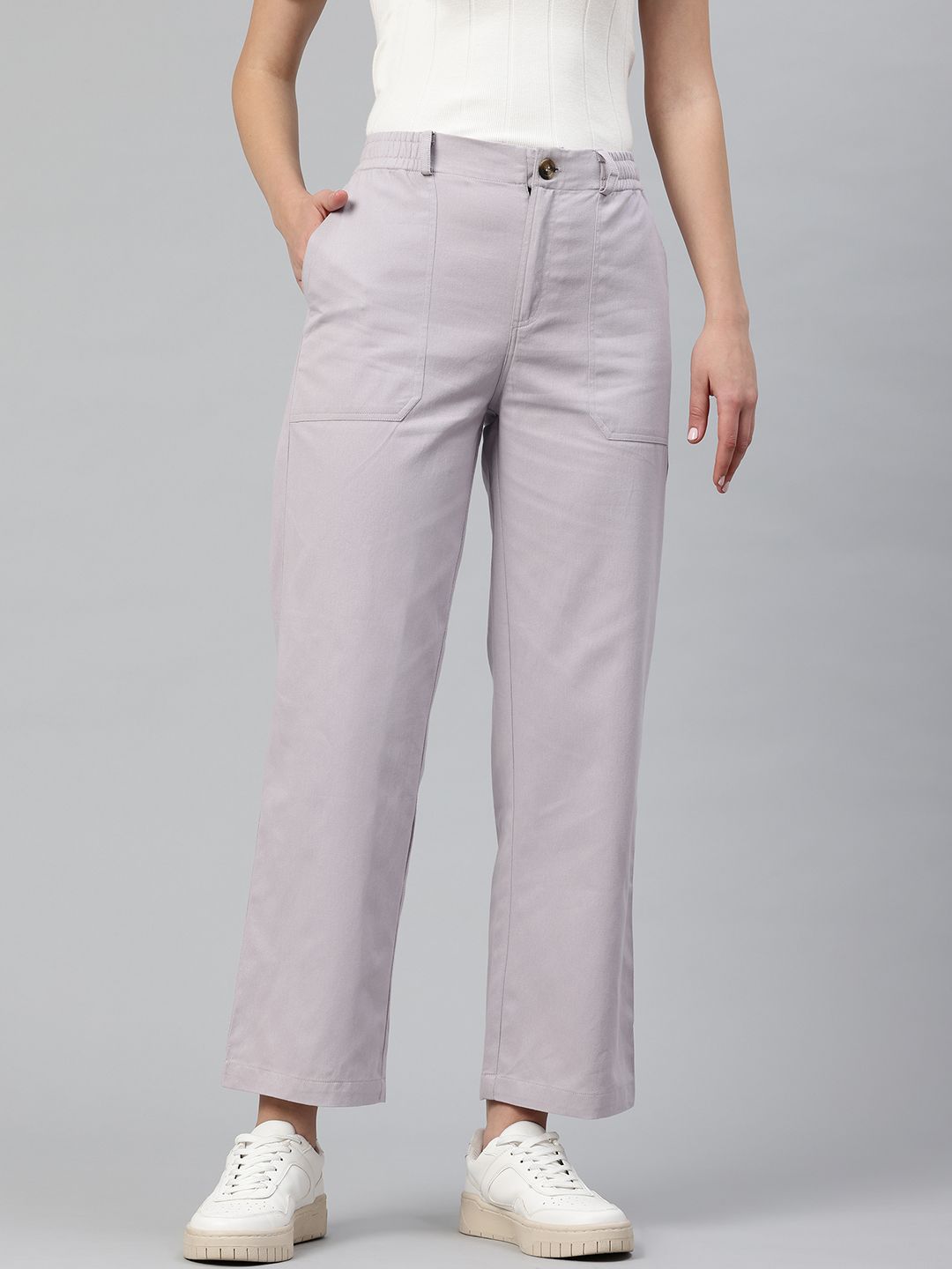 Popnetic Women High-Rise Pure Cotton Trousers-picture-32