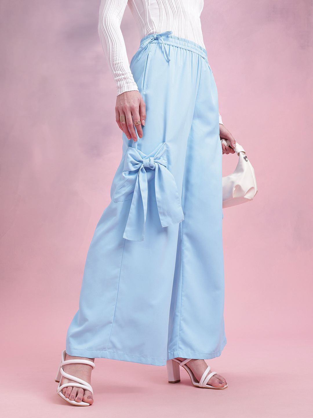 DressBerry Women Bow Detail Wide Leg Trousers-picture-31