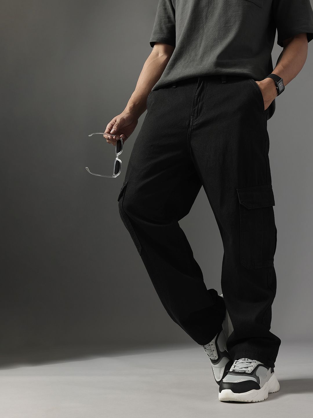 FCUK Men Pure Cotton Relaxed Fit Cargo Jeans-picture-31