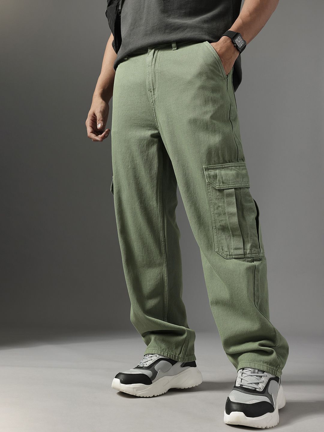 FCUK Men Pure Cotton Relaxed Fit Cargo Jeans-picture-10