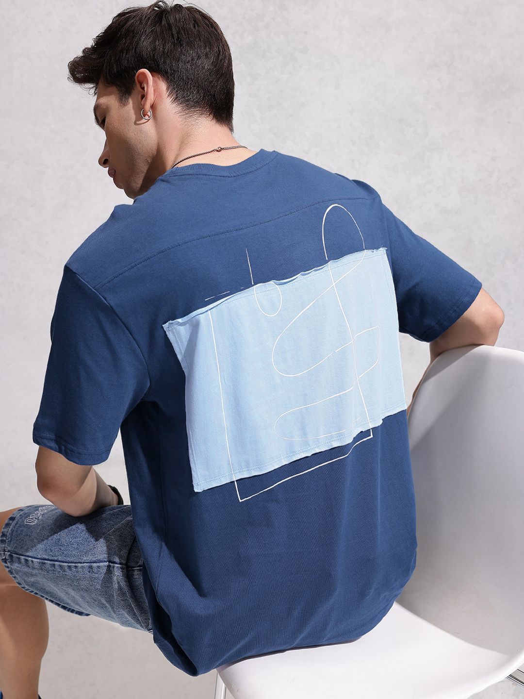 WROGN Colourblocked Drop-Shoulder Sleeves Pure Cotton Oversized T-shirt-image-48