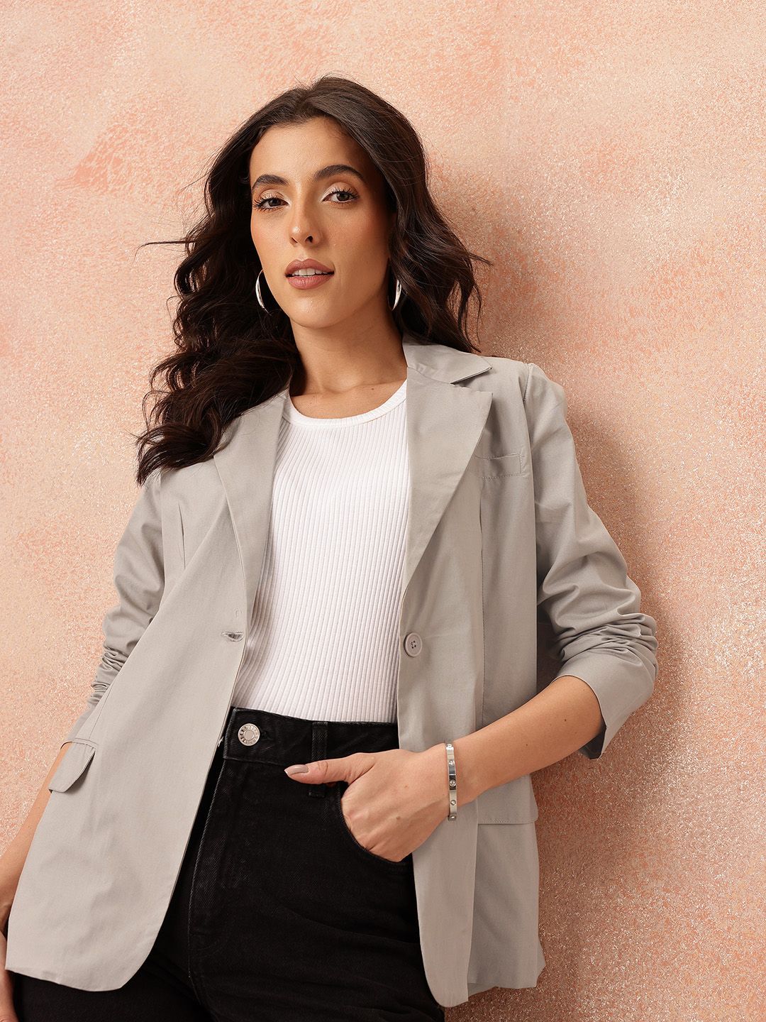 all about you Notched Lapel Single-Breasted Blazer