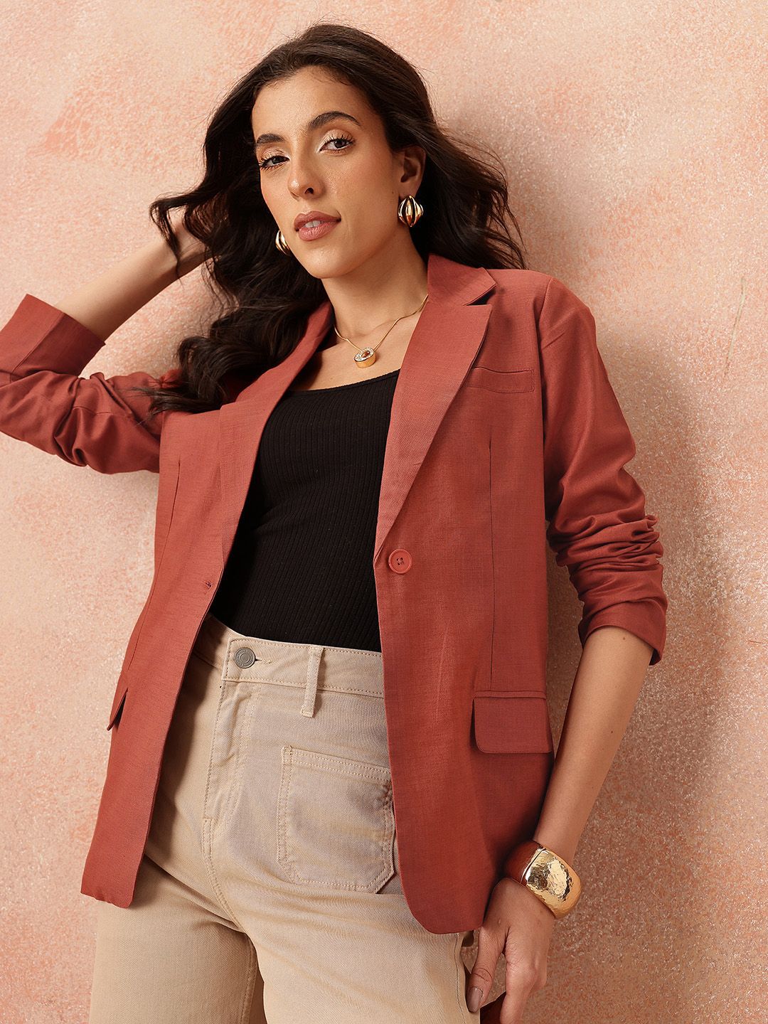 all about you Notched Lapel Single-Breasted Blazer