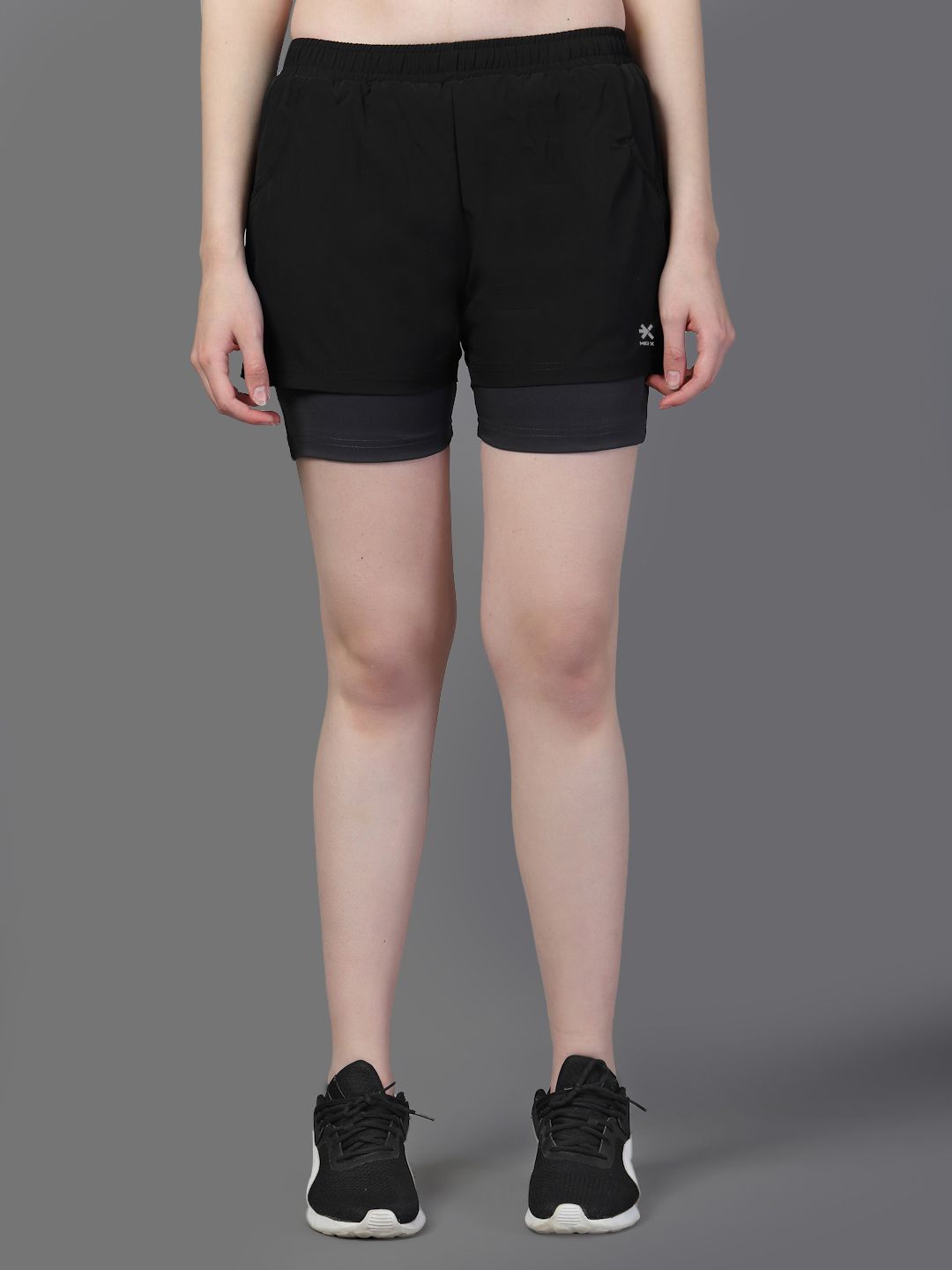 HRX by Hrithik Roshan Women Solid Double Layer Running Sports Shorts-picture-14