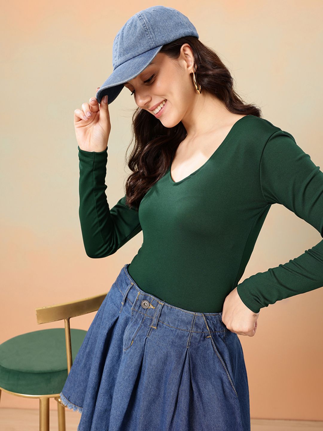 Mast & Harbour V-Neck Long Sleeves Bodysuit