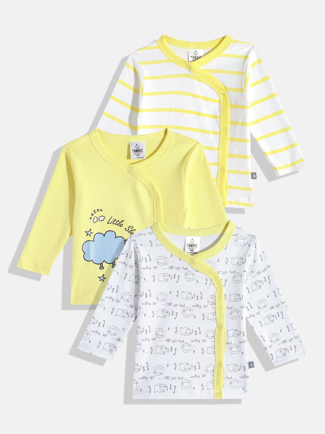 YK X Tinyo Infant Girls Pack Of 3 Printed Cotton Jhablas-picture-21
