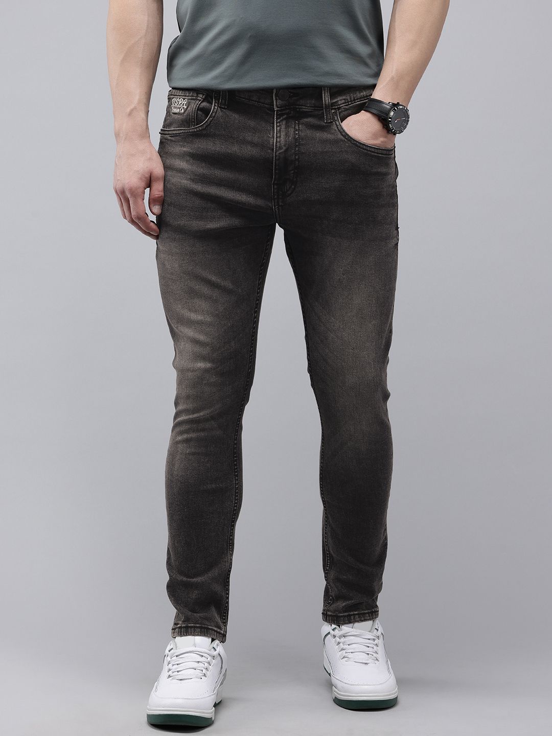 U.S. Polo Assn. Denim Co. Men Henry Skinny Fit Light Fade Cropped Stretchable Jeans-picture-42