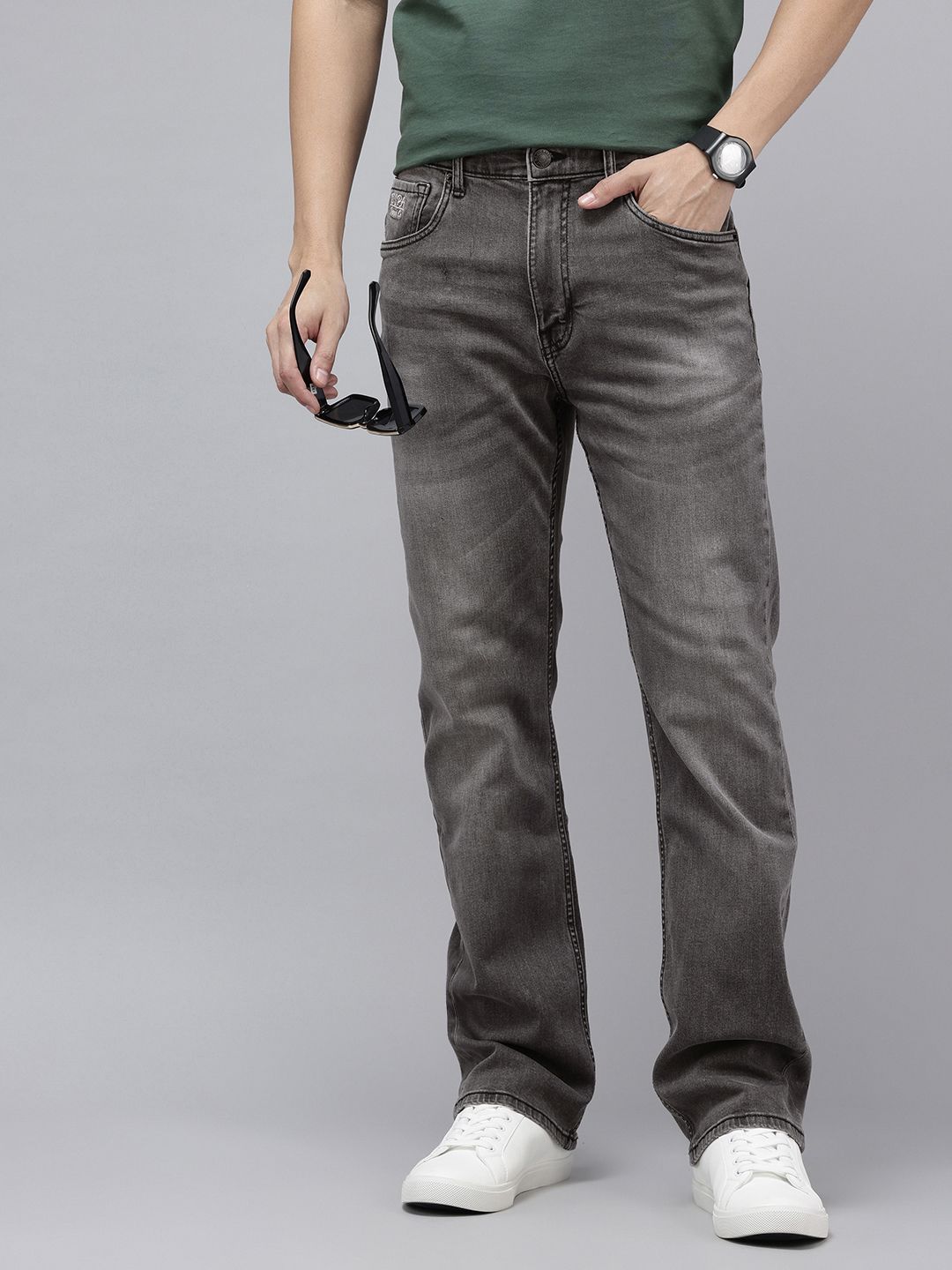 U.S. Polo Assn. Denim Co. Men Connor Bootcut Mid-Rise Light Fade Stretchable Jeans-picture-44