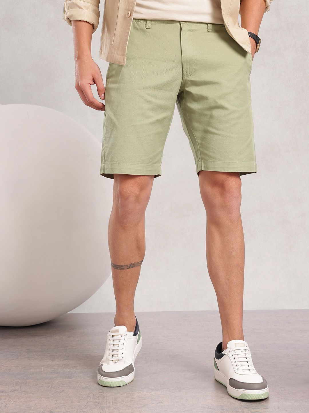 Nautica Men Solid Pure Cotton Slim Fit Chino Shorts-picture-38
