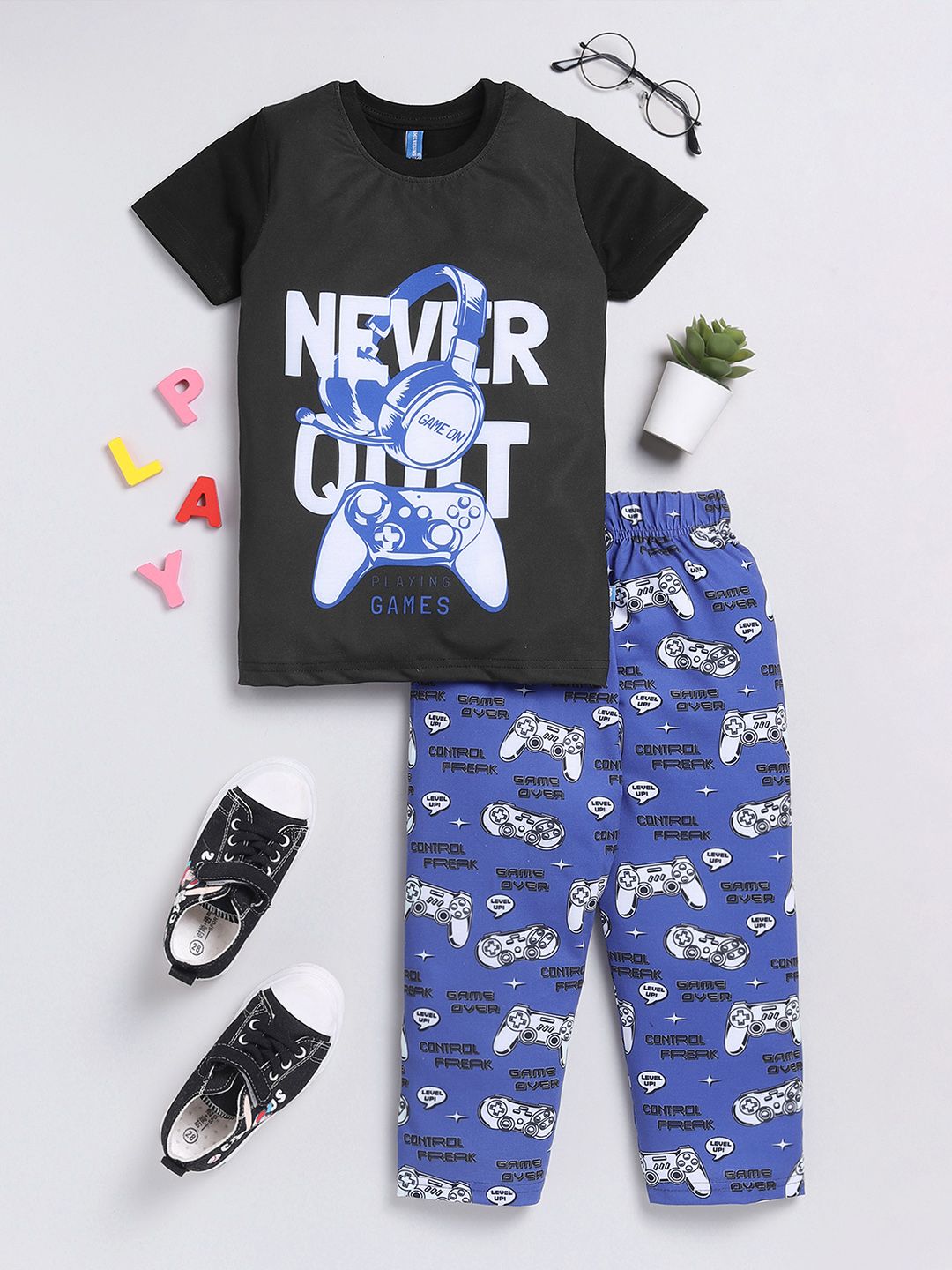 Here&Now X Game Begins Boys Printed T-shirt with Pyjamas-picture-24