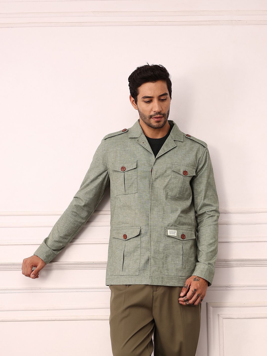 Mr Bowerbird Single-Breasted Tailored Fit Safari Blazer-image-9