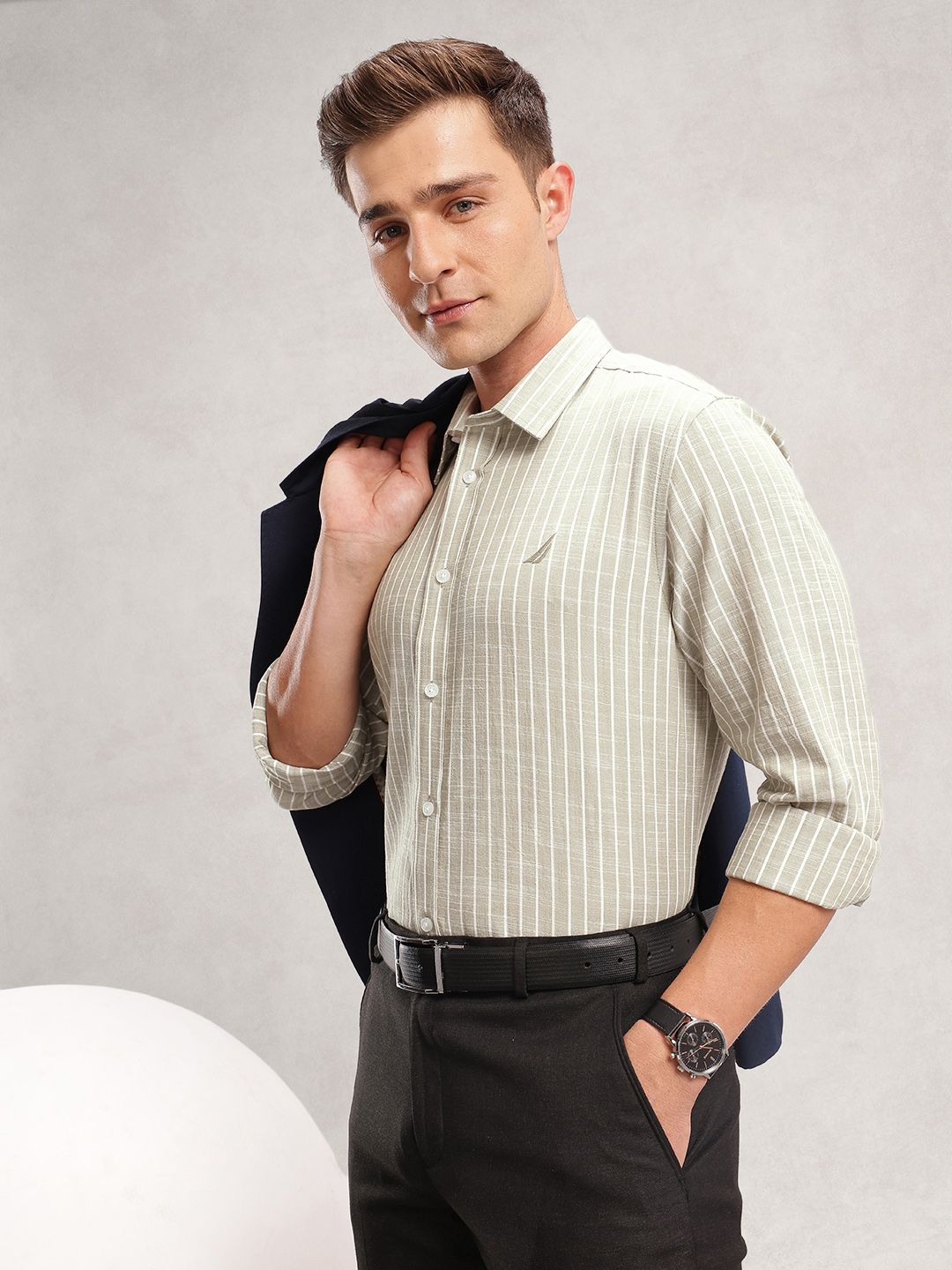 Nautica Men Premium Slim Fit Linen Casual Shirt-picture-21