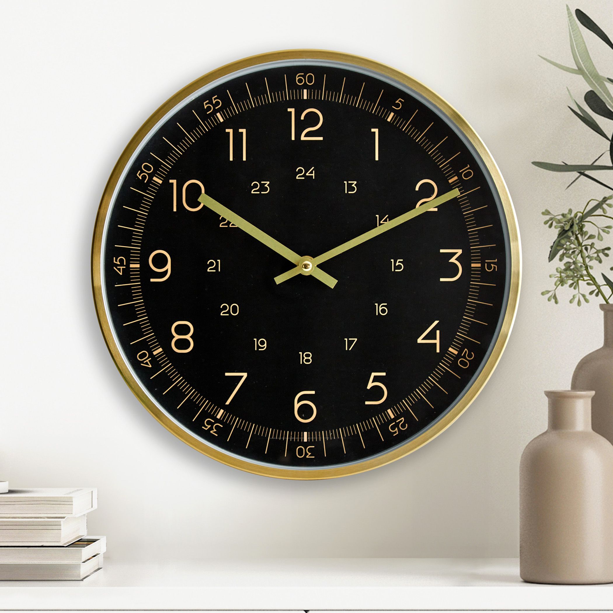 Home Centre Casablanca Luxe Black & Gold-Toned Vintage Round Wall Clock-image-32