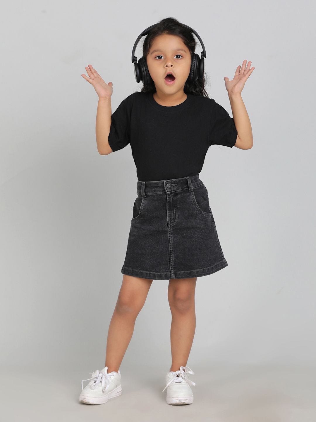 TALES & STORIES Girls Washed Straight Above Knee Length Skirt-picture-40