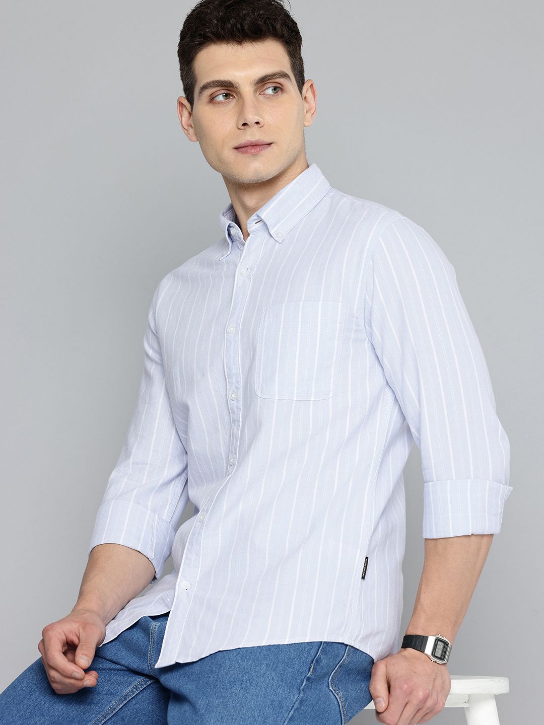Flying Machine Slim Fit Striped Pure Cotton Casual Shirt-picture-24