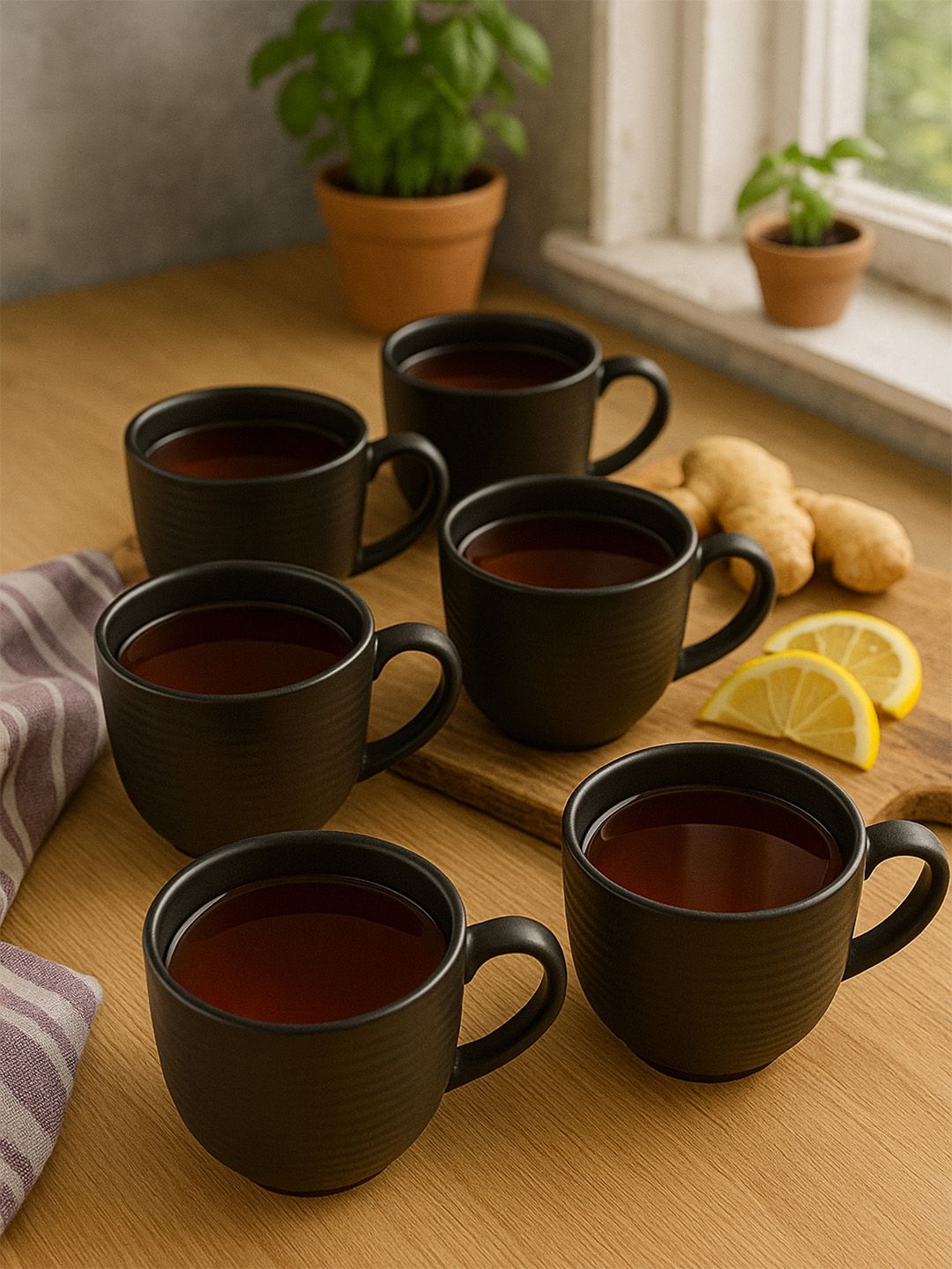 Clay Craft Fine Ceramic Horizon Black Coffee Mugs Set Of 6, Cups For Tea & Coffee, Mug Set-picture-38