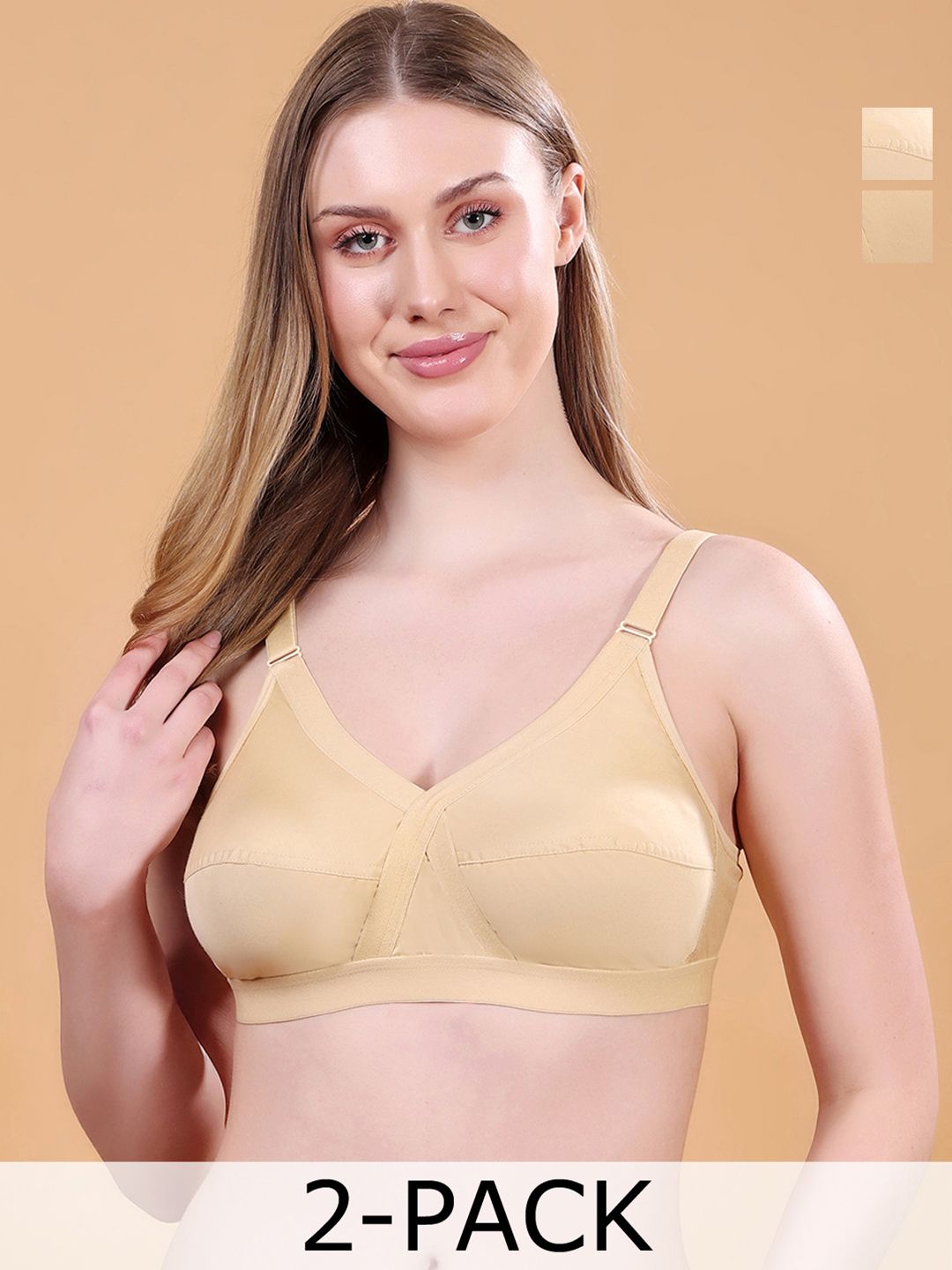 Floret Pack of 2 Solid Full Coverage Wirefree and Non-Padded Cotton Everyday Bra