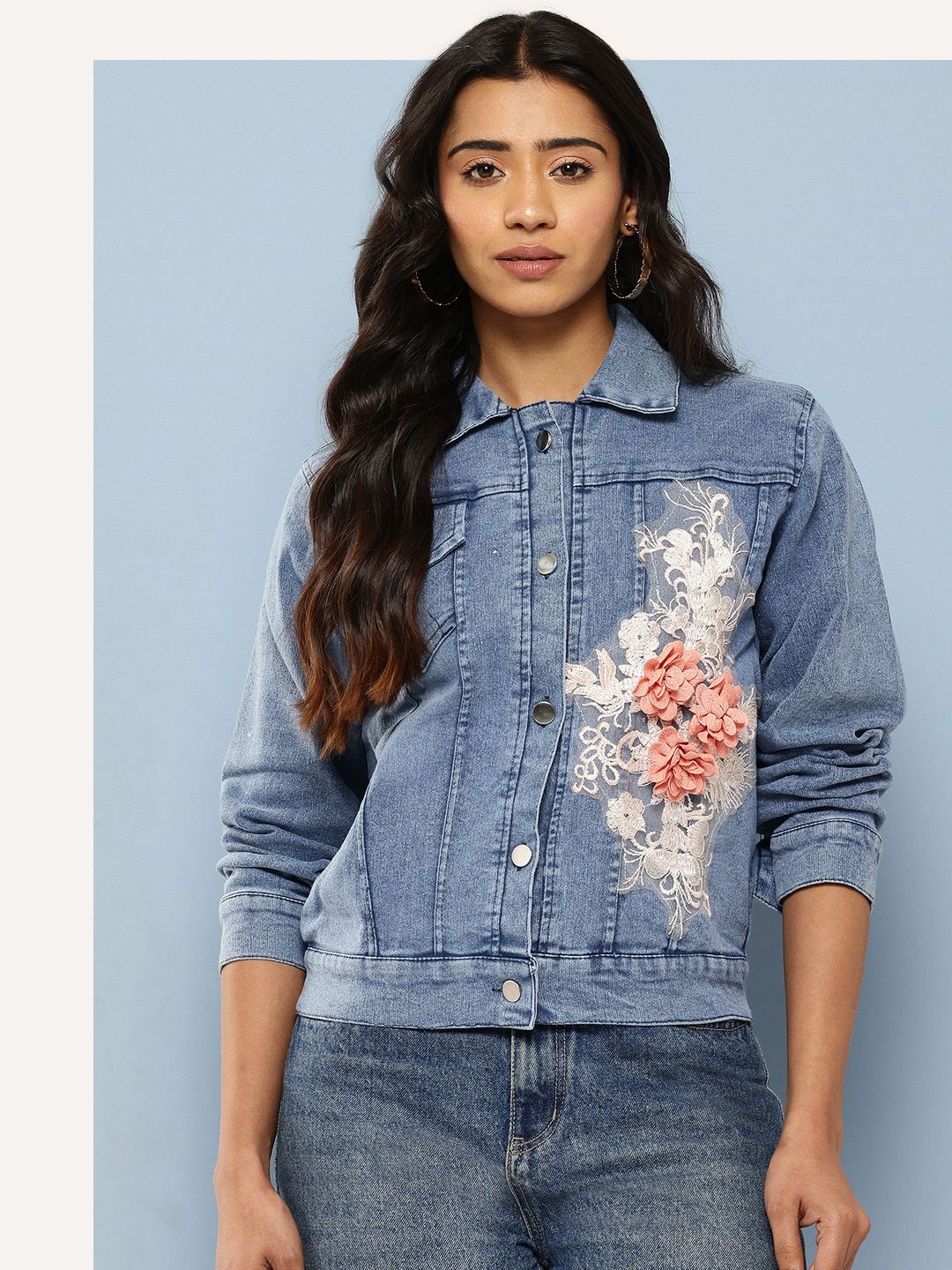 Aarika Washed Lightweight Denim Jacket with Applique Detail-picture-39