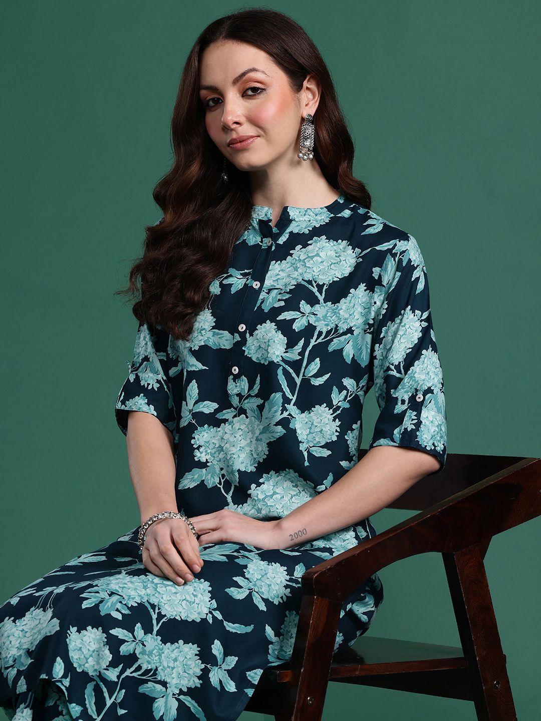 Indo Era Floral Printed Kurta with Palazzos-picture-36