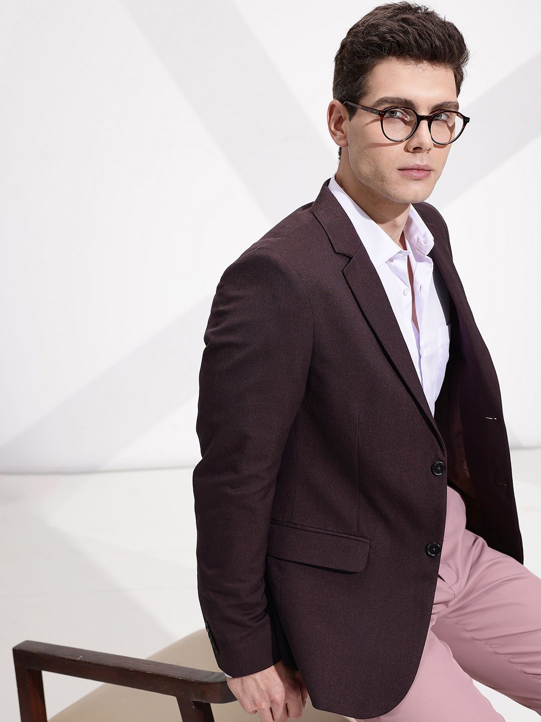 INVICTUS Self Designed Notched Lapel Collar Slim Fit Formal Blazer-image-27