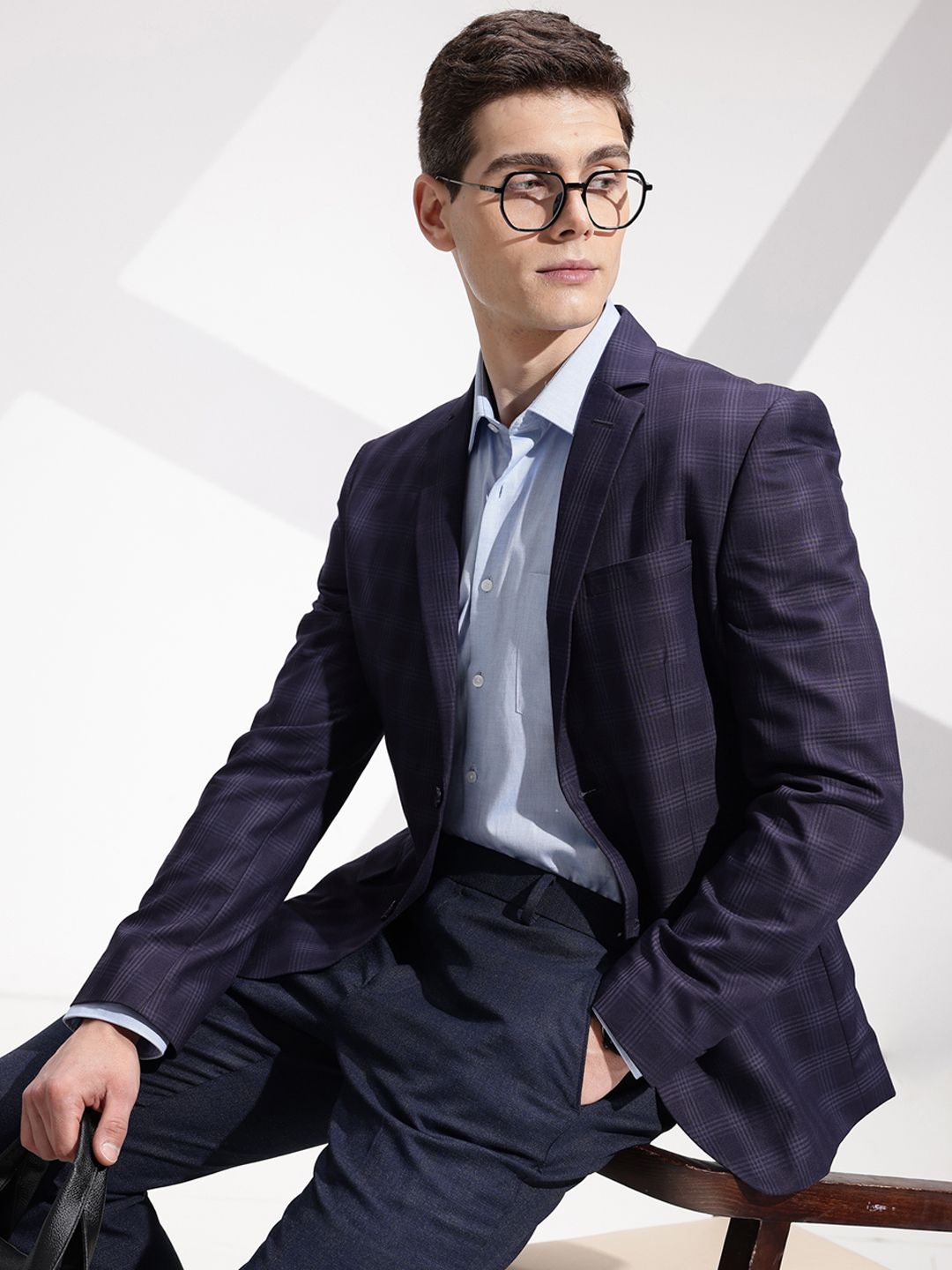 INVICTUS Notched Lapel Checked Single-Breasted Slim Fit Smart Casual Blazer-picture-19