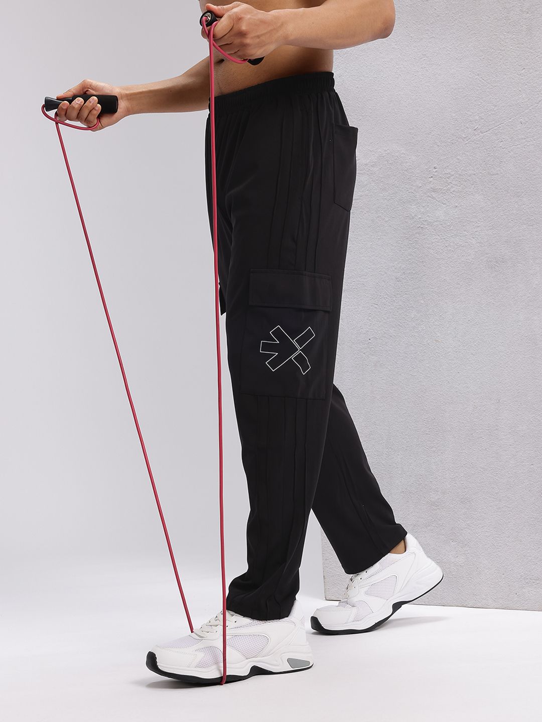 HRX by Hrithik Roshan Men Pleated Rapid-Dry Cargo Training Track Pants-image-5