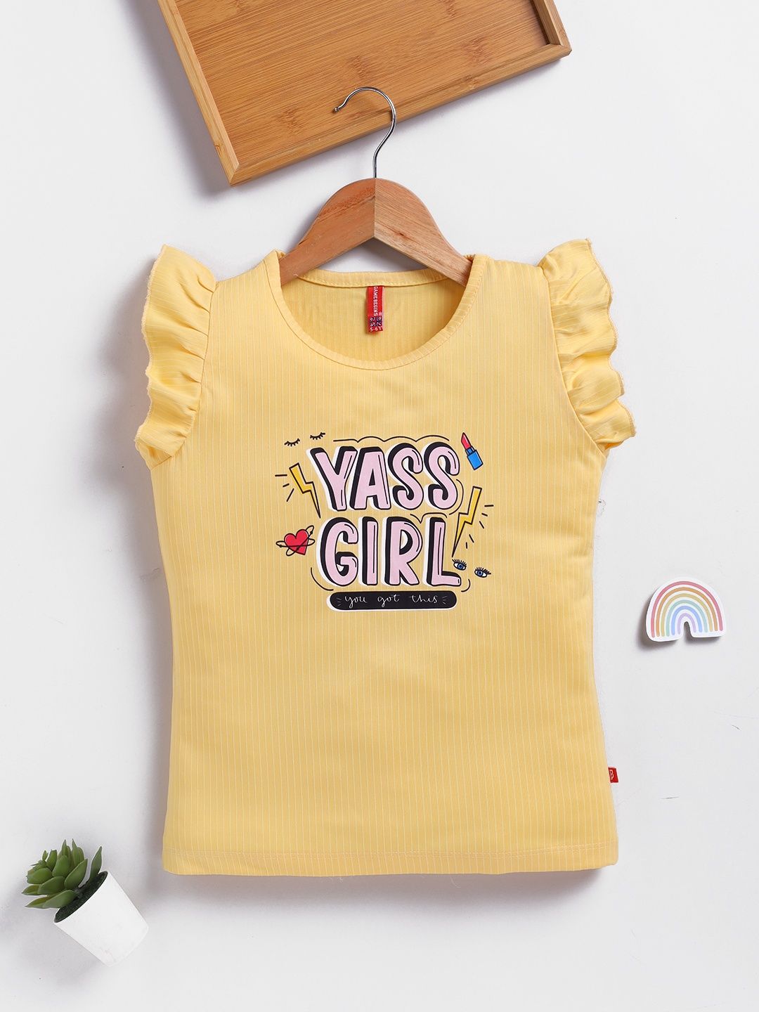 Here&Now X Game Begins Typography Printed Flutter Sleeve Top-picture-33