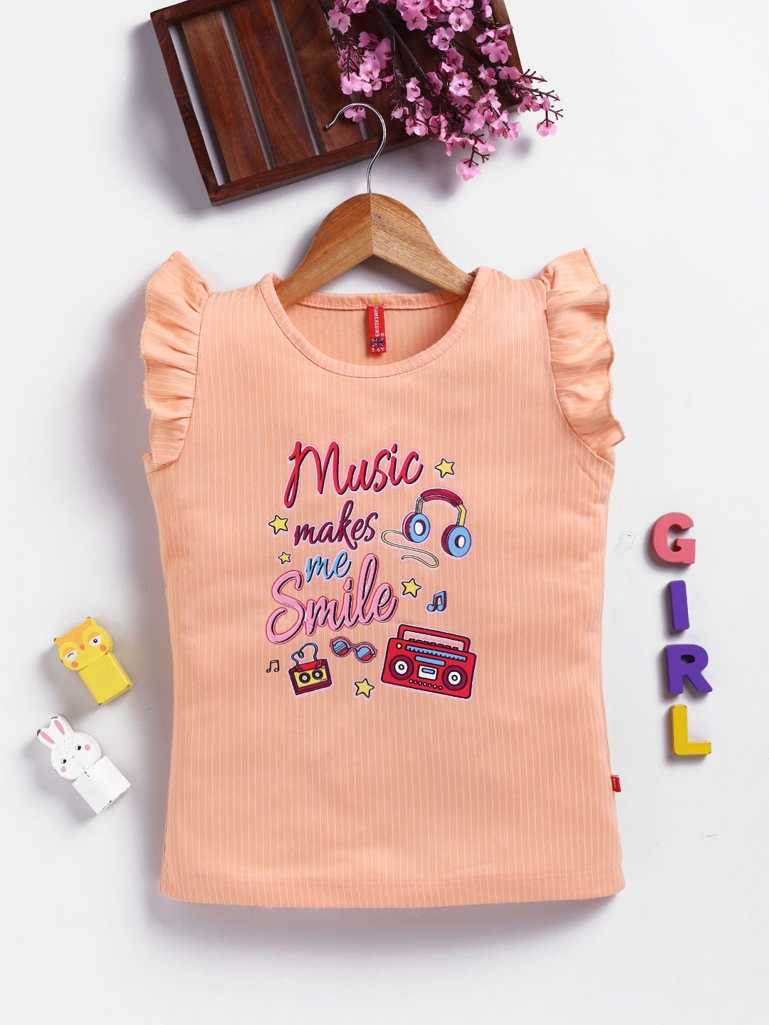 Here&Now X Game Begins Typography Printed Flutter Sleeve Top-picture-36