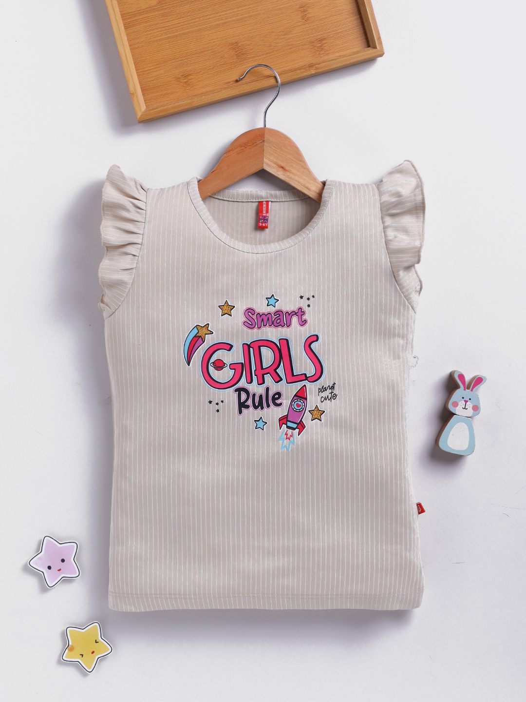 Here&Now X Game Begins Typography Printed Flutter Sleeve Top-picture-37