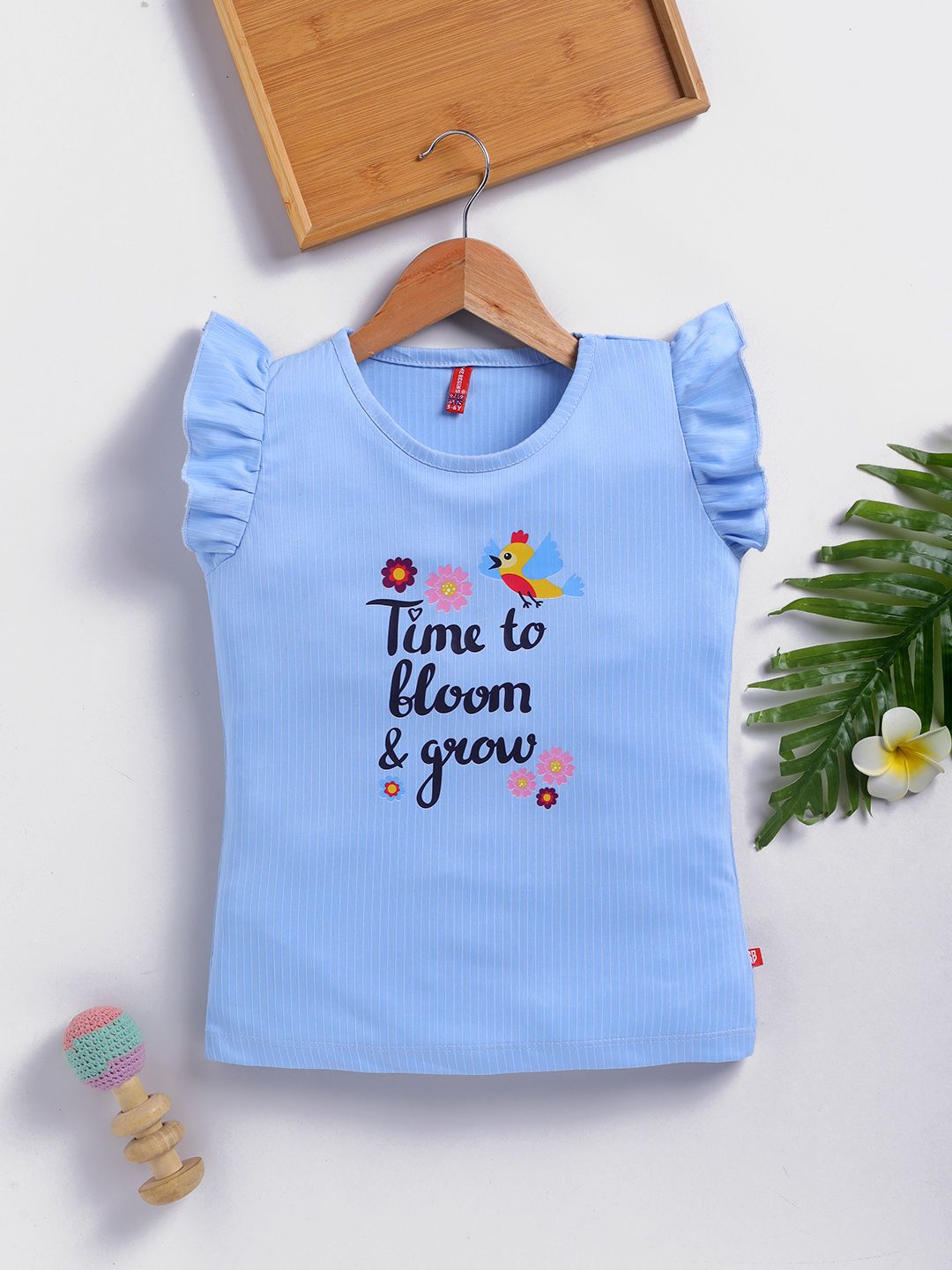 Here&Now X Game Begins Typography Printed Flutter Sleeve Top-picture-20