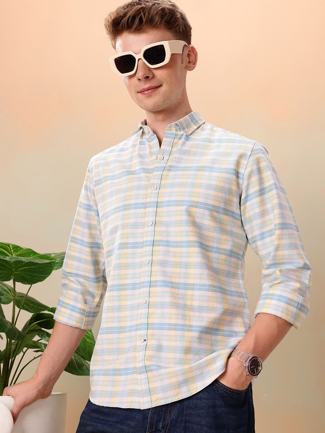 Mast & Harbour Men Standard Checked Pure Cotton Casual Shirt-picture-37