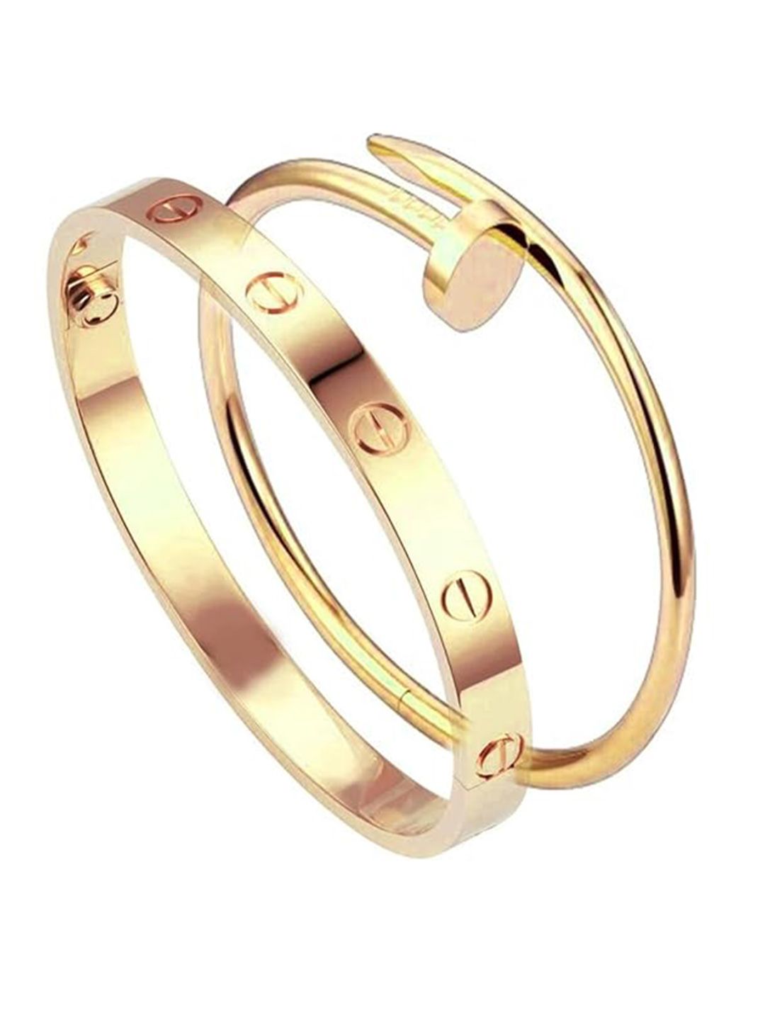 DressBerry Women 2 American Diamond Gold-Plated Bangle-Style Bracelet-picture-27