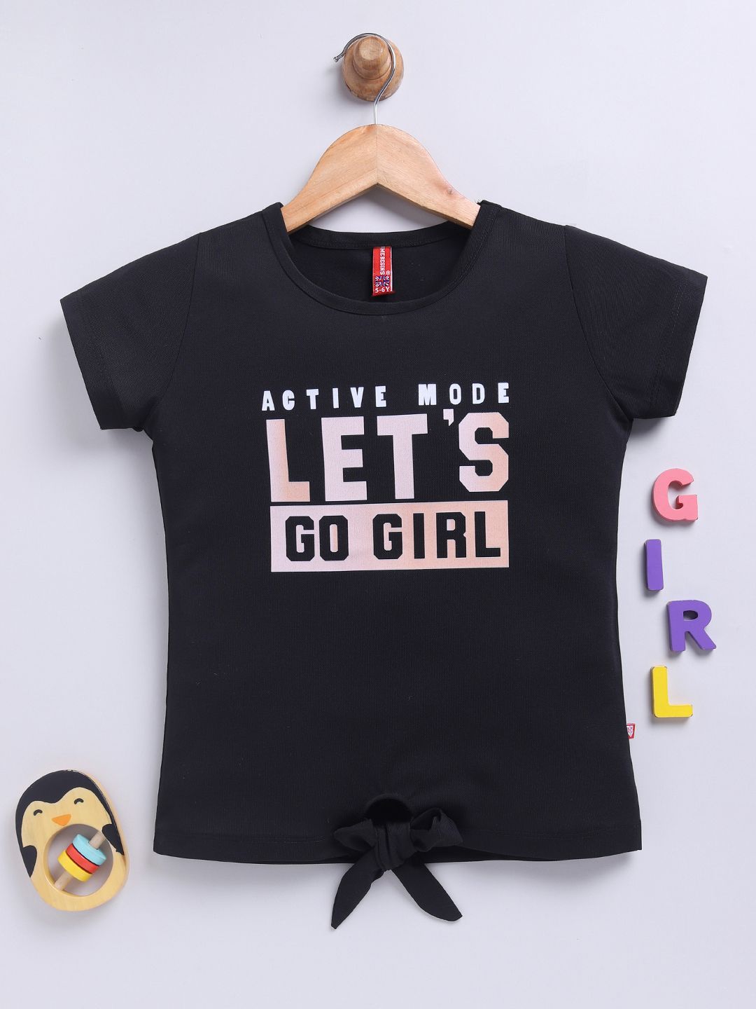 Here&Now X Game Begins Girls Typography Printed Waist Tie Up Top-picture-35