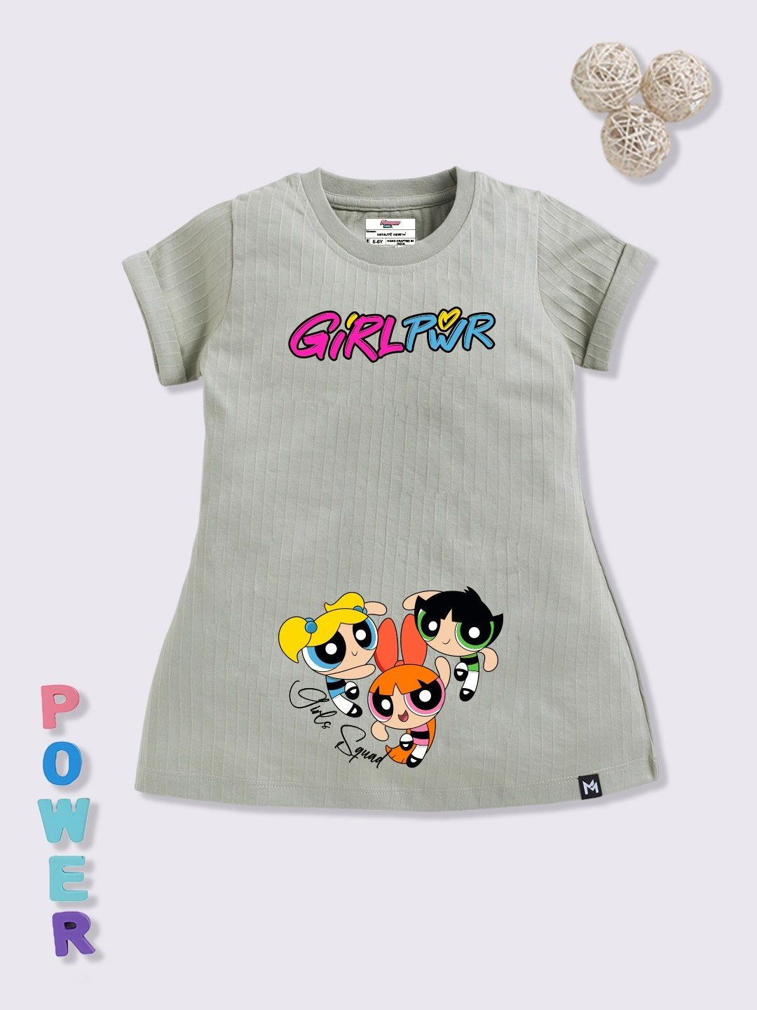 YK X Minute Mirth Girls PowerPuff Girls Printed A-Line Dress-picture-29