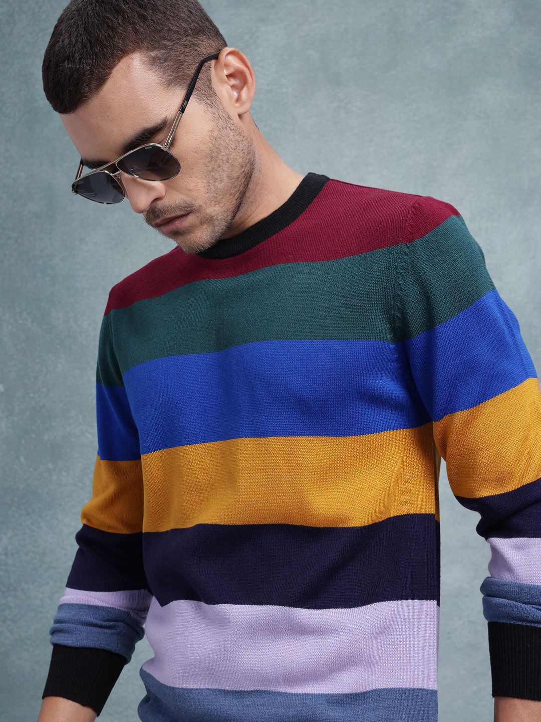 The Roadster Lifestyle Co. Men Striped Pullover-picture-43