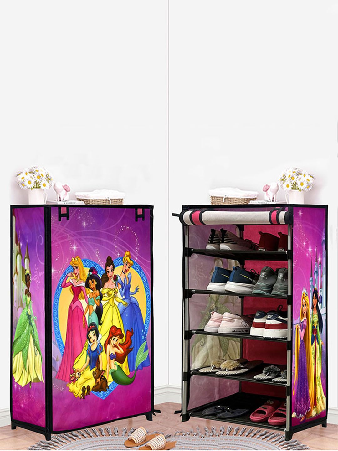 Rmerchants Pink Princess 5-Layer Shoe Rack With Cover-picture-12