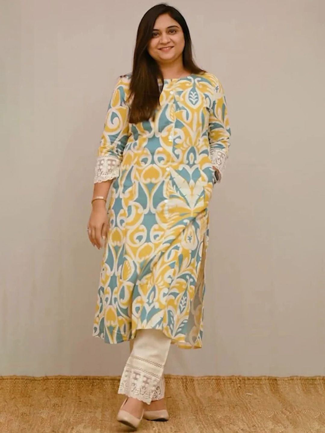KALINI Women Ethnic Motifs Printed Regular Kurta with Trousers