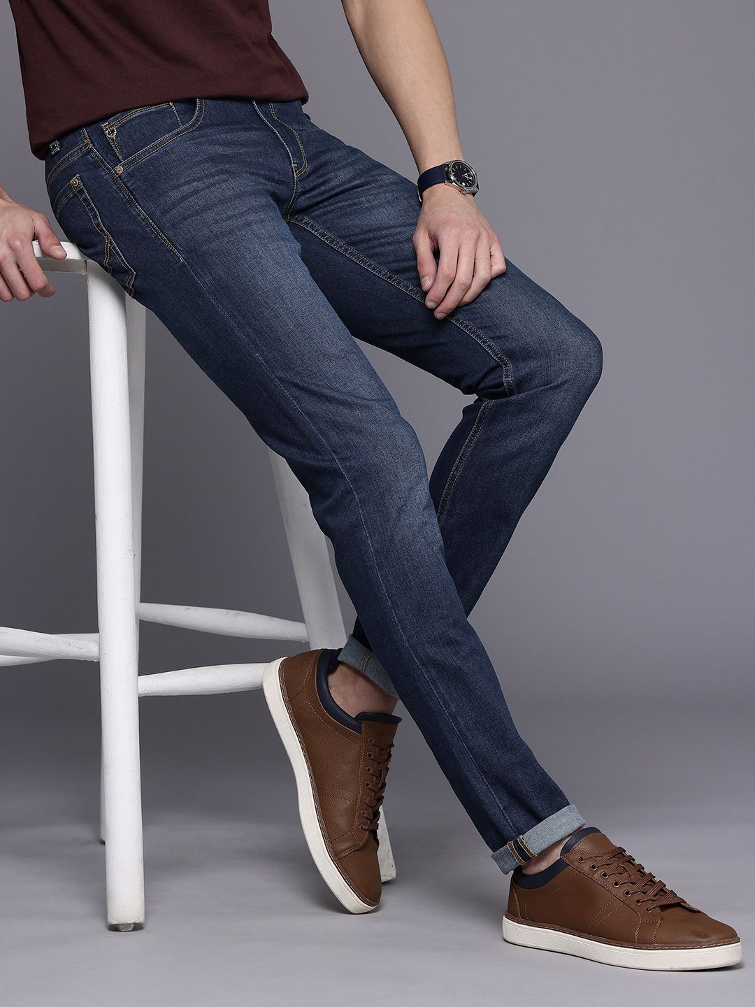 Allen Solly Men Skinny Fit Light Fade Stretchable Jeans-picture-32