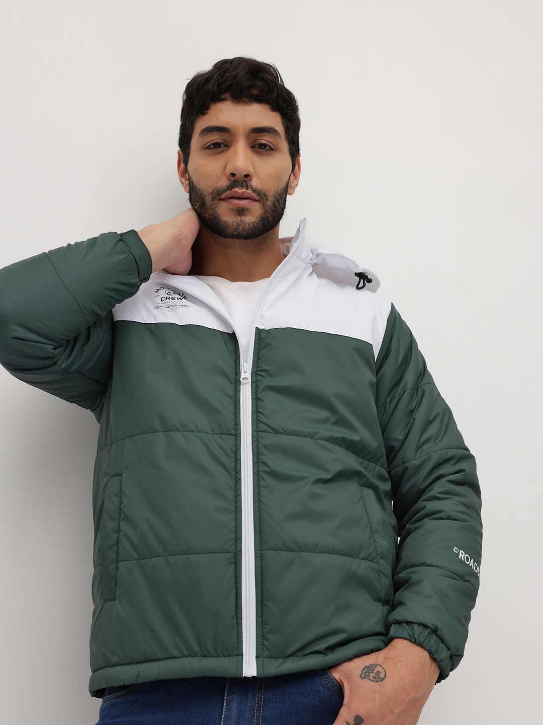 The Roadster Life Co. Colourblocked Hooded Padded Jacket-image-42
