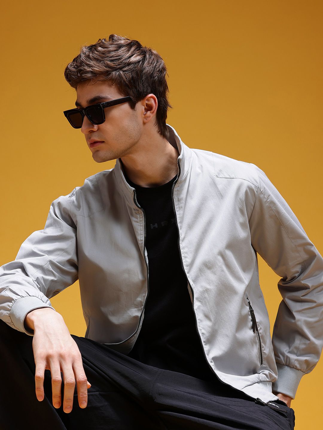HERE&NOW Men Pure Cotton Bomber Jacket-picture-15