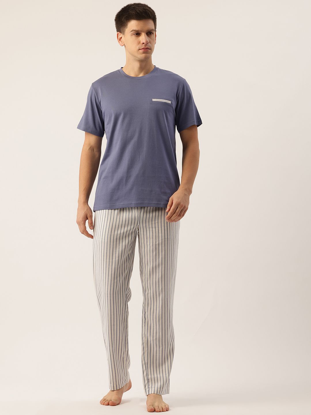 ETC Men Striped Pure Cotton Night suit-image-10